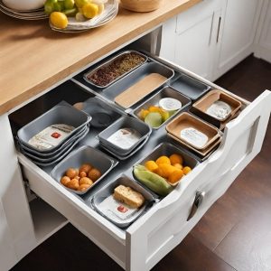Pantry pull-out storage drawer, custom made by our Amish designer.
