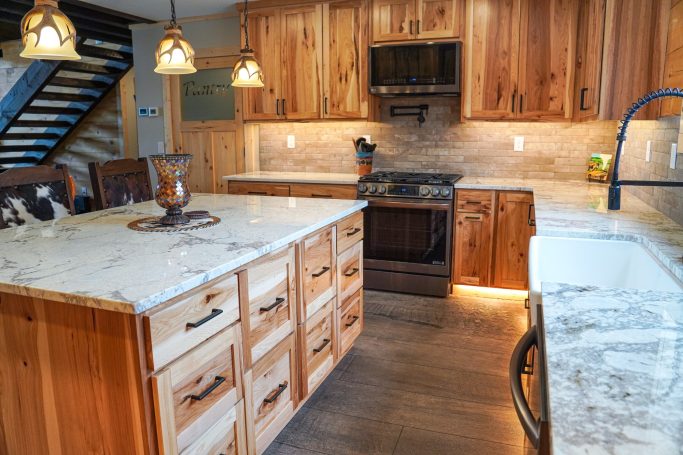 New Kitchen Island cabinets made of Rustic Hickory Wood