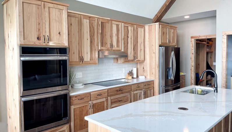 Side view of custom kitchen cabinets made by the Amish.
