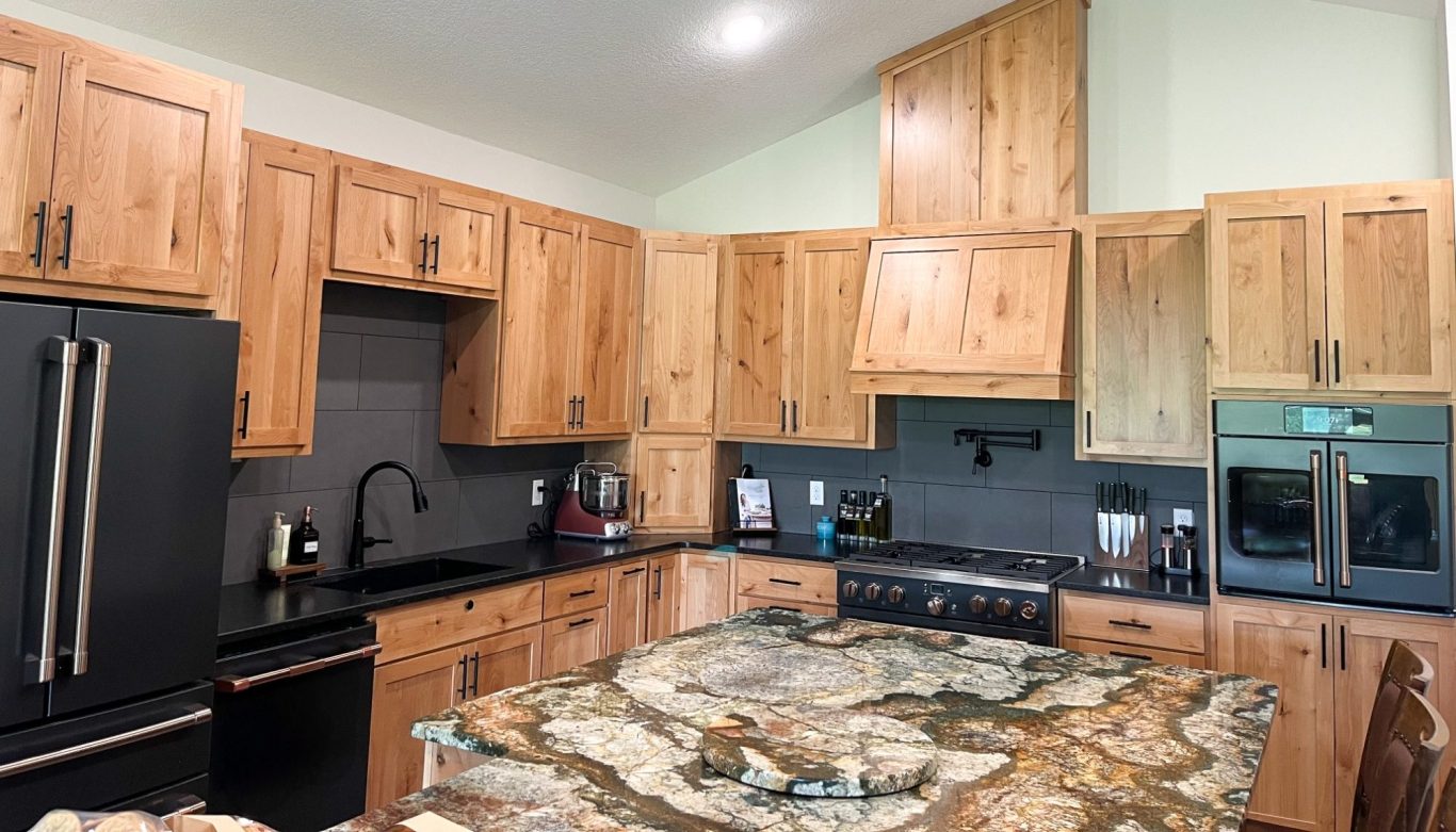 White maple painted cabinets designed by the Amish.